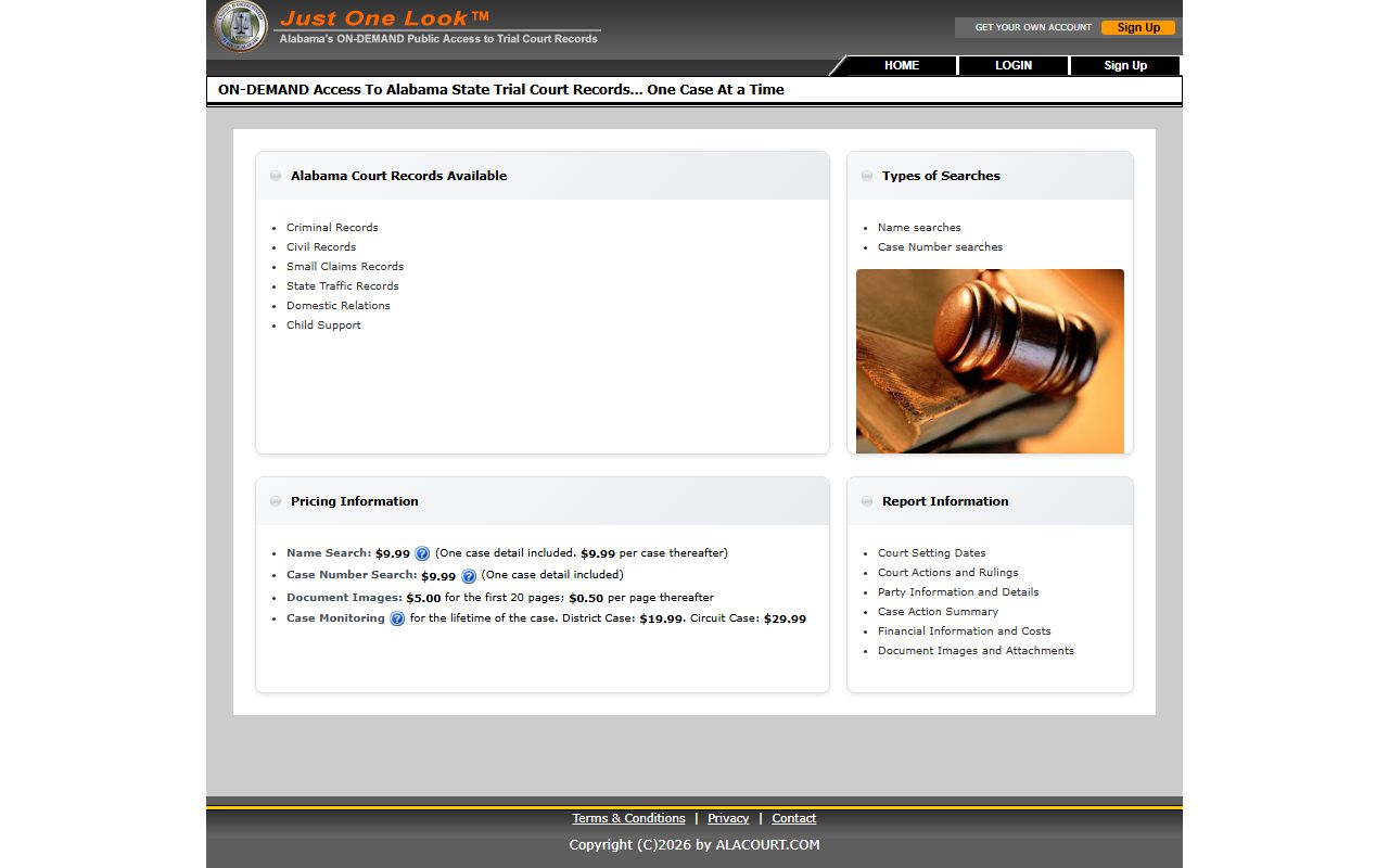 Alacourt ACCESS search portal for Etowah County court charges